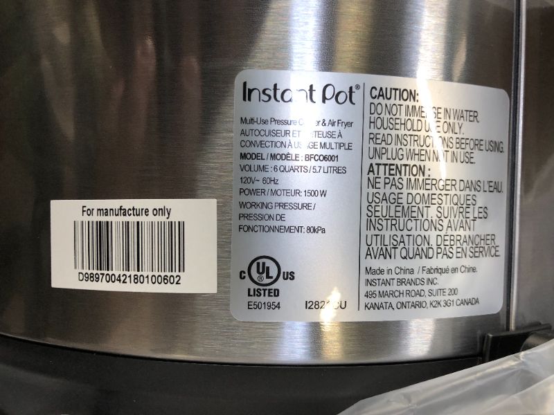 Photo 4 of Instant Pot Duo Crisp 9-in-1 Electric Pressure Cooker with Air Fryer Lid