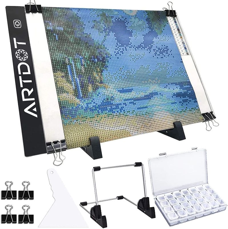 Photo 1 of ARTDOT A4 LED Light Pad for Diamond Painting, USB Powered Light Board Kit, Adjustable Brightness with Detachable Stand and Clips
