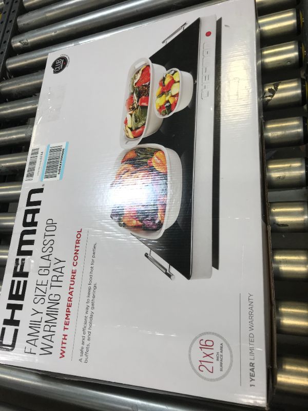 Photo 6 of Chefman Electric Warming Tray with Adjustable Temperature Control, Perfect For Buffets, Restaurants, Parties, Events, Home Dinners, Glass Top Large 21" x 16" Surface Keeps Food Hot - Black