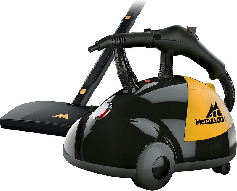 Photo 1 of McCulloch MC1275 Heavy-Duty Steam Cleaner with 18 Accessories, Extra-Long Power Cord, Chemical-Free Pressurized Cleaning for Most Floors, Counters, Appliances, Windows, Autos, and More, Yellow/Grey