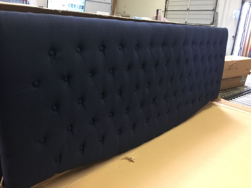 Photo 2 of 24KF Linen Upholstered Tufted Button Queen Headboard and Comfortable Fashional Padded Queen/Full Size headboard- Navy Blue
(( OPEN BOX ))
** MISSING PARTIAL HARDWARE **