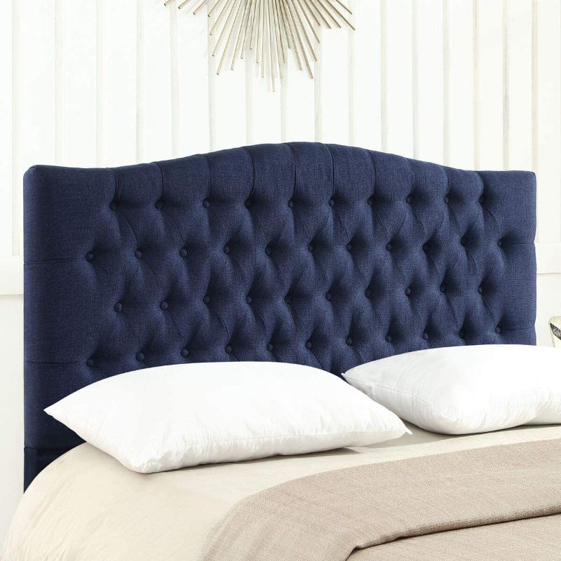 Photo 1 of 24KF Linen Upholstered Tufted Button Queen Headboard and Comfortable Fashional Padded Queen/Full Size headboard- Navy Blue
(( OPEN BOX ))
** MISSING PARTIAL HARDWARE **