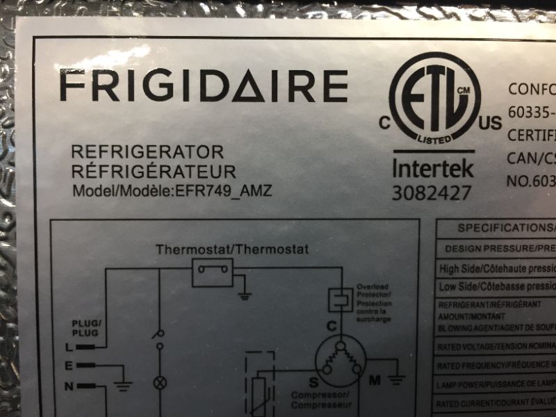 Photo 8 of Frigidaire EFR749AMZ, 2 Door Apartment Size Refrigerator with Freezer, 7.5 cu ft, Retro, Silver, Platinum
** DOOR NEEDS REPLACEMENT ONLY **