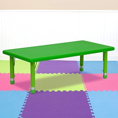 Photo 1 of top only ----Flash Furniture 24''W x 48''L Rectangular Green Plastic Activity Table----- incomplete missing parts 