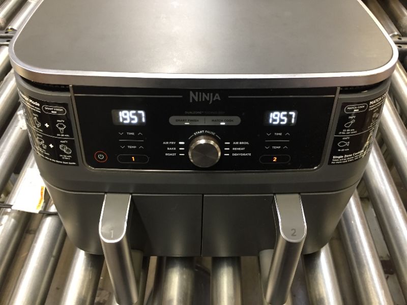 Photo 2 of Ninja DZ Series U9 Foodi 8 Quart 6-in-1 DualZone 2-Basket Air Fryer with 2 Independent Frying Baskets, Match Cook & Smart Finish to Roast, Broil, Dehydrate & More for Quick, Easy Meals, Grey