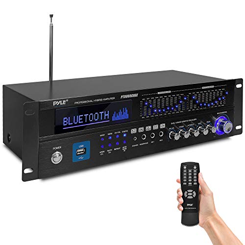 Photo 1 of 6-Channel Bluetooth Hybrid Home Amplifier - 2000W Home Audio Rack Mount Stereo Power Amplifier Receiver w/Radio, USB/AUX/RCA/Mic, Optical/Coaxial, AC-3, DVD Inputs, Dual 10 Band EQ - Pyle PT6060CHAE