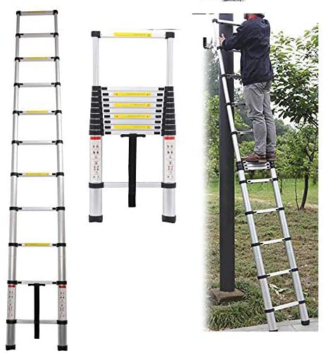 Photo 1 of 3.2M Aluminium Telescopic Ladder Extension Folding Ladders Portable 10.5FT with EN 131, Max. Load 330lbs/150kg, Lightweight Easy to Carry
