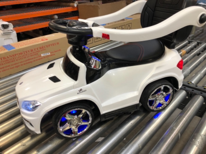 Photo 4 of Best Ride-On Cars Baby Toddler 4-in-1 Mercedes Push Car Stroller w/ Led Lights for Ages 1-3, White
