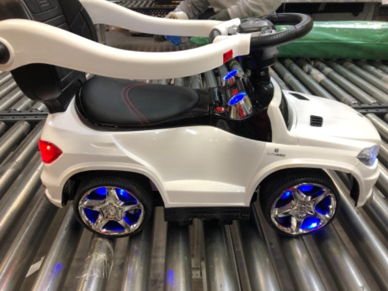 Photo 3 of Best Ride-On Cars Baby Toddler 4-in-1 Mercedes Push Car Stroller w/ Led Lights for Ages 1-3, White
