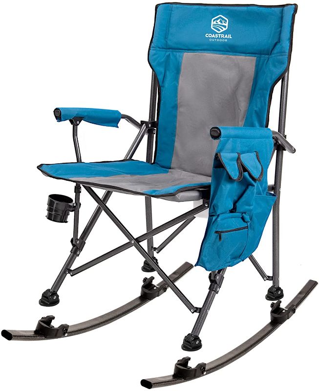 Photo 1 of Coastrail Outdoor Folding Camping Chair with Detachable Rockers 2 in 1 Rocking Chair High Back with Foldable Cup Holder, Side Storage for Camping Hiking Heavy Duty 350 lbs Weight Capacity
