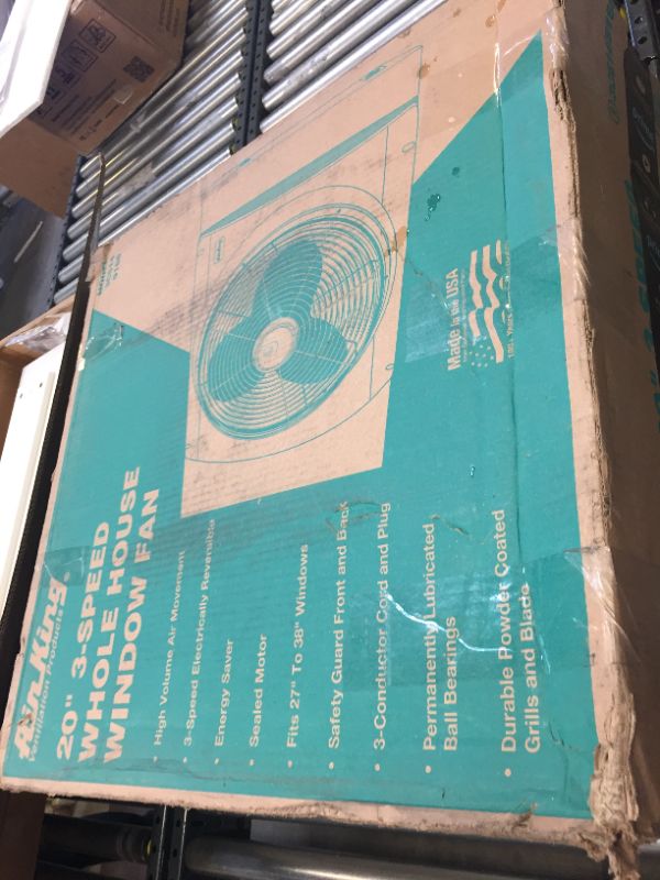 Photo 1 of Air King 20 Inch Blades Whole House 120V 3 Speed Window Fan, Gray 9166
