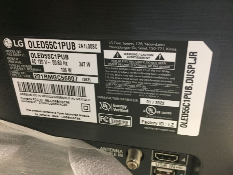 Photo 7 of LG 55" Class 4K UHD Smart OLED HDR TV - OLED55C1 PARTS ONLY