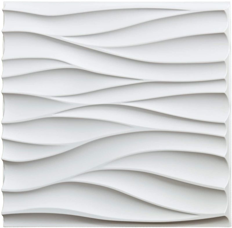 Photo 1 of Art3d 3D Wavy PVC Wall Panel in Matt White 6 Panels