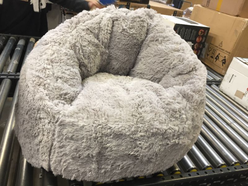 Photo 2 of Delta Children Cozee Fluffy Chair, Kid Size (for Kids Up to 10 Years Old), Grey