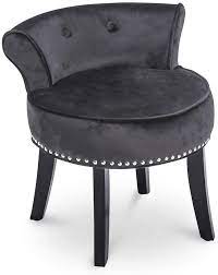 Photo 1 of Chenille Vanity Stool Chair with Black Legs Bedroom Dressing Chair Makeup Dressing Stool (#1)
