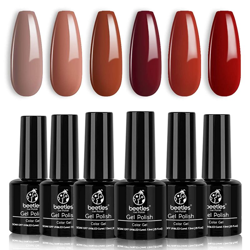 Photo 1 of Beetles Gel Nail Polish Set, Caramel Collection Gel Nail Polish Kit 6 Colors Nail Gel Home Manicure Christmas for Women New Year Holiday Gifts Set
