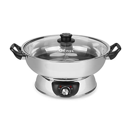 Photo 1 of Aroma Housewares ASP-610 Dual-Sided Shabu Hot Pot, 5Qt, Stainless Steel