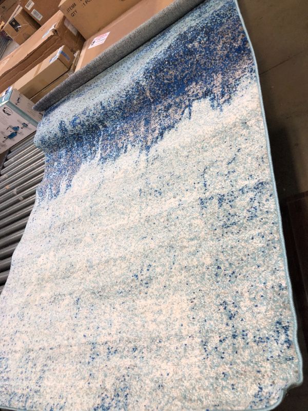 Photo 2 of Blue Abstract Rainfall Area Rug 4ft x 6ft