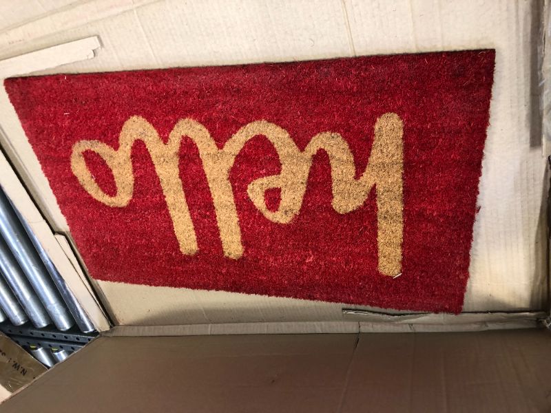 Photo 4 of Calloway Mills 100301729RNS Script Hello Doormat 17" x 29" Red/Natural 