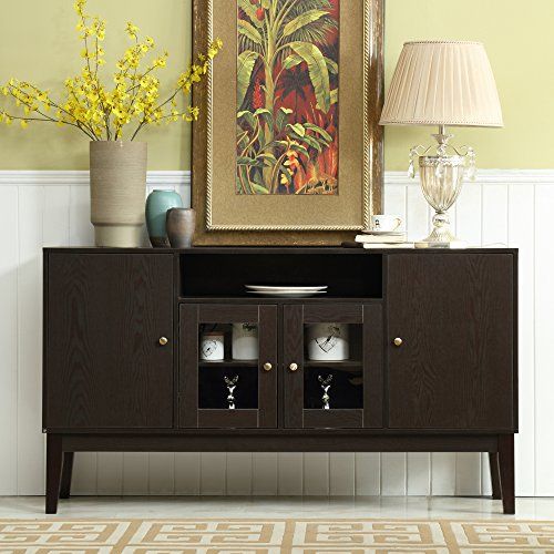 Photo 1 of  Mixcept 60" Modern Solid Wood Sideboard Buffet Table Storage Cabinet Tall Console Table with 4 Doors, Espresso PARTS ONLY