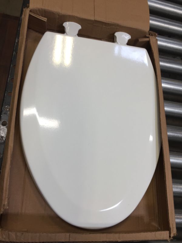 Photo 2 of Bemis 1500EC Elongated White Wood Toilet Seat