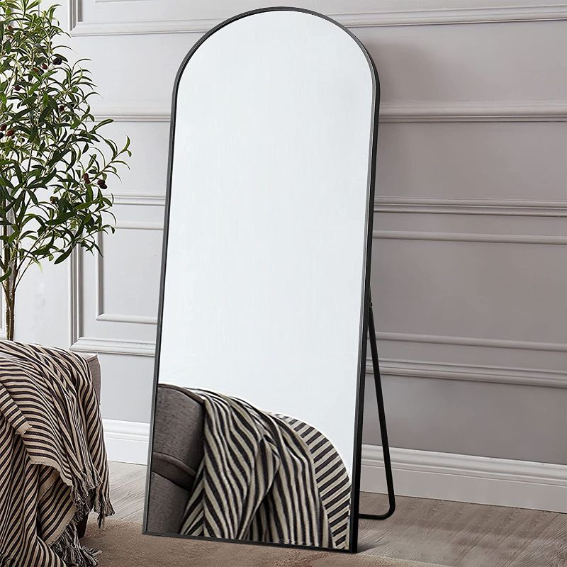 Photo 1 of Elevens Arched Full Length Mirror Large Rectangle Wall Mirror Hanging or Leaning Against Wall for Bedroom, Modern & Contemporary Full Length Mirror(71”X28”, Black)