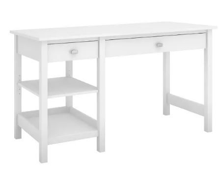 Photo 1 of Broadview Computer Desk with Shelves Pure White - Bush Furniture