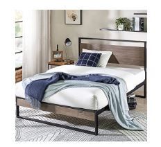 Photo 1 of ZINUS Suzanne 44 Inch Metal and Wood Platform Bed Frame / Solid Wood & Steel Construction / No Box Spring Needed Queen Size