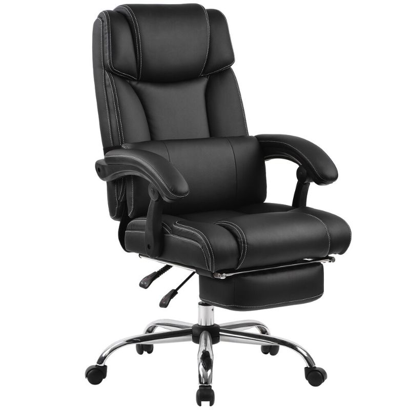 Photo 1 of Office Chair PU Leather/Double Padded/Support Cushion/footrest, Black