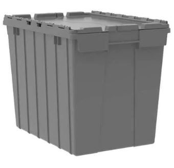 Photo 1 of AKRO MILS Attached Lid Container, 2.28 cu. ft., Gray 39170 3 Pack 