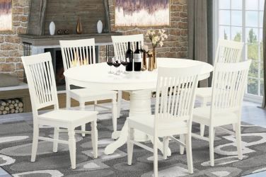 Photo 1 of East West Furniture AVWE7-LWH-W 7 Pc Dining set White-Finish: Linen  