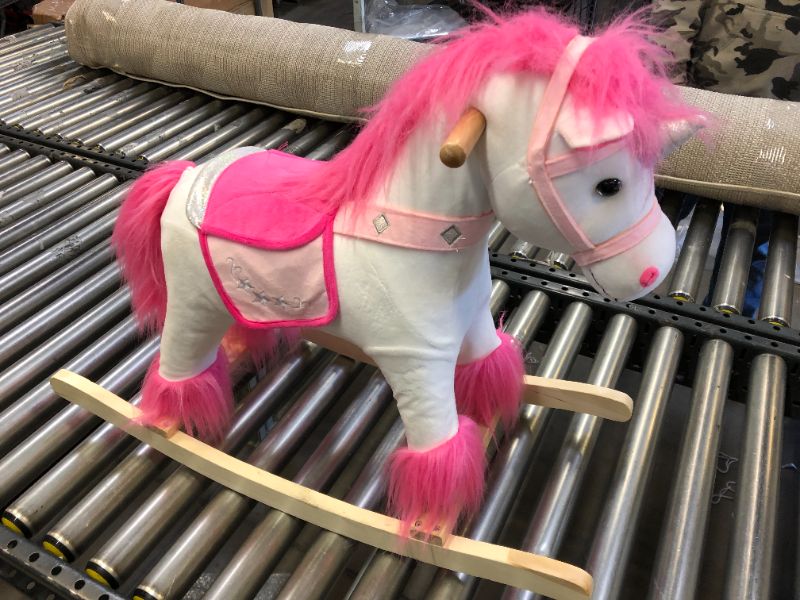 Photo 2 of Animal Adventure Real Wood Ride-On Plush Rocker White and Pink Unicorn Perfect for Ages 3+