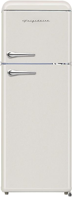 Photo 1 of FRIGIDAIRE EFR756-CREAM EFR756, 2 Door Apartment Size Retro Refrigerator with Top Freezer, Chrome Handles, 7.5 cu ft, Cream
