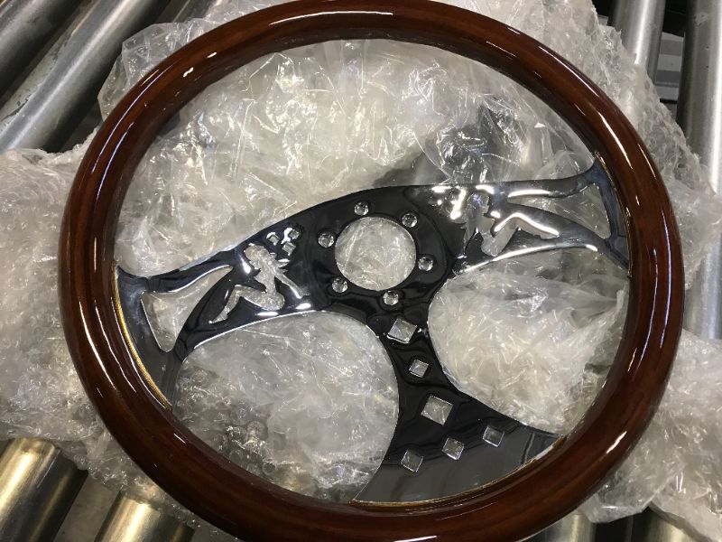 Photo 1 of 15" RACING CLASSIC NOSTALGIA STYLE WOOD GRAIN STEERING WHEEL SLOTTED 3 SPOKE STEERING WHEEL RIVETED LIGHT WOOD GRIP
