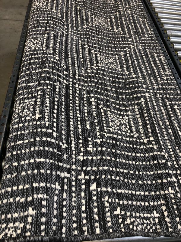 Photo 2 of 5' x 7' Diamond Pixel Outdoor Rug Black - Project 62