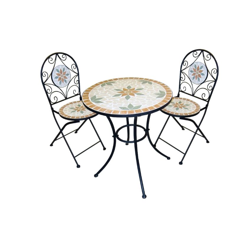 Photo 1 of 3 Pieces Bistro Set Garden Backyard Table Chairs Furniture Set
