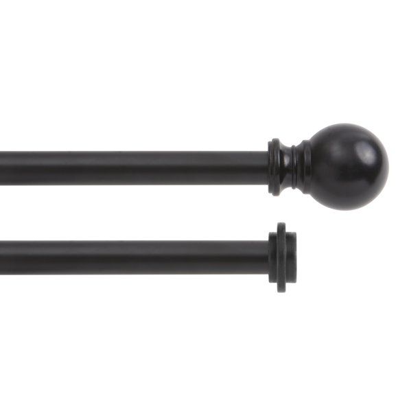 Photo 1 of Kenney 5/8 inch Matte Black Ball Double Curtain Rod, 66-120 inch