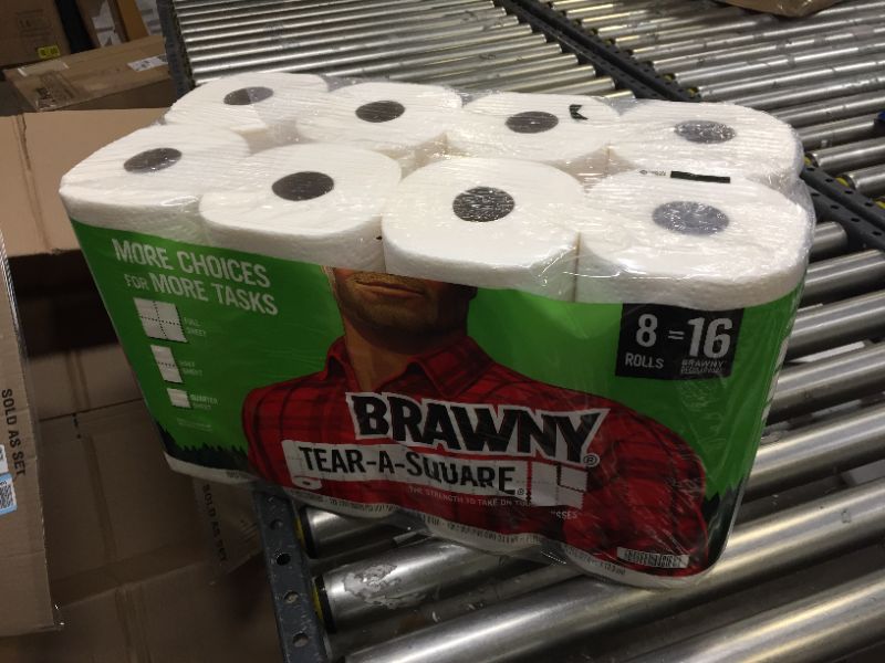 Photo 2 of Brawny Tear-A-Square Paper Towels, White, 8 Double Rolls
