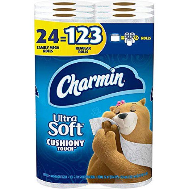 Photo 1 of Charmin Ultra Soft Cushiony Touch Toilet Paper, 24 Family Mega Rolls = 123 Regular Rolls
