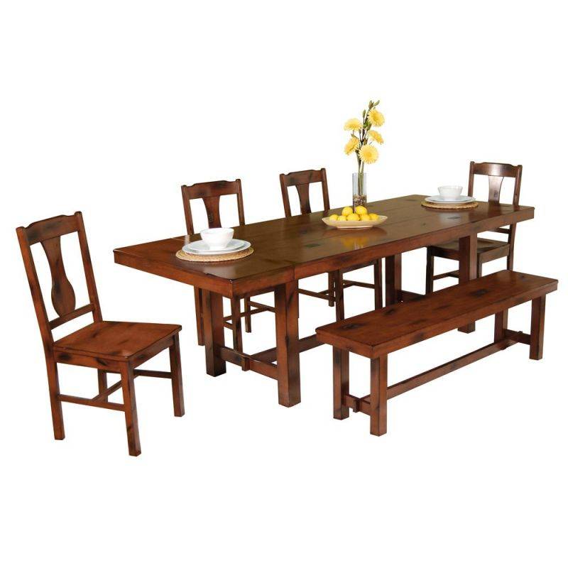 Photo 1 of 6-Piece Huntsman Wood Dining Set - Dark Oak - Walker Edison C60H2DO
