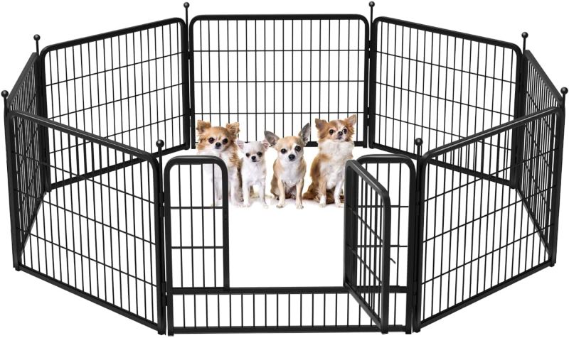 Photo 1 of FXW Dog Playpen Outdoor, 8 Panels Dog Pen Indoor 32" Height Dog Fence Exercise Pen with Doors for Large/Medium/Small Dogs, Pet Puppy Outdoor Playpen Pen for RV, Camping, Yard
