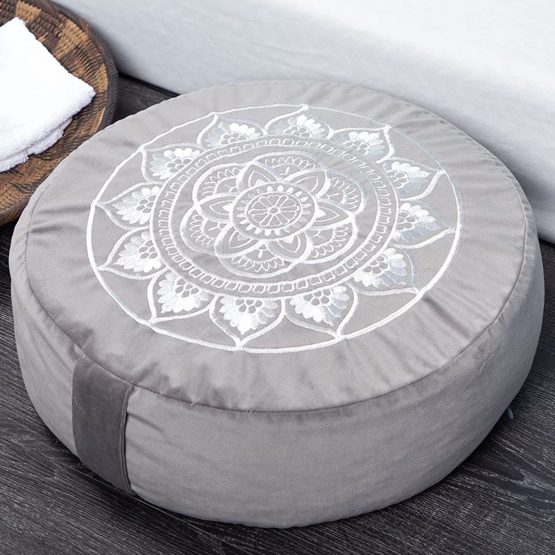 Photo 1 of Florensi Meditation Cushion (16"x16"x5"), Large Velvet Meditation Pillow, Premium Yoga Pillow for Women and Men, Yoga Cushion, Meditation Pillows for Sitting on Floor, Buckwheat Meditation Cushions
