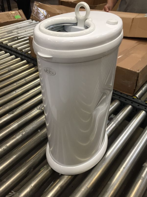 Photo 4 of Ubbi Steel Odor Locking, No Special Bag Required Money Saving, Awards-Winning, Modern Design, Registry Must-Have Diaper Pail, White
