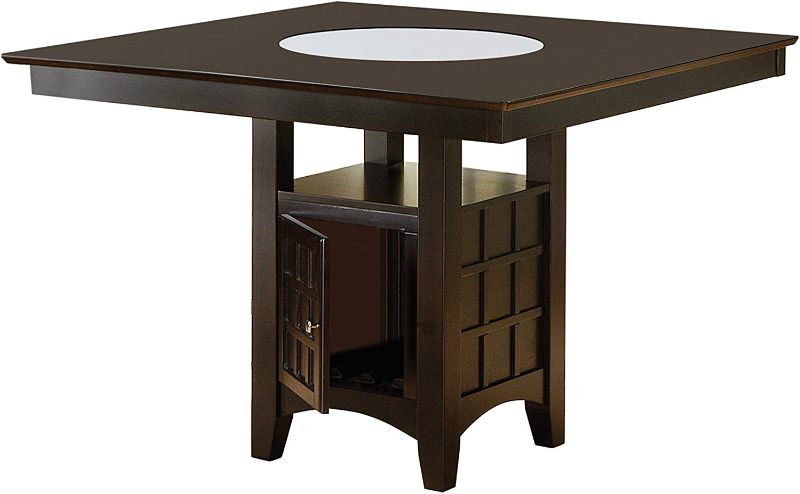 Photo 1 of Coaster Hyde Counter Height Square Dining Table with Storage Base in Cappuccino
BOX 1 OF 2
