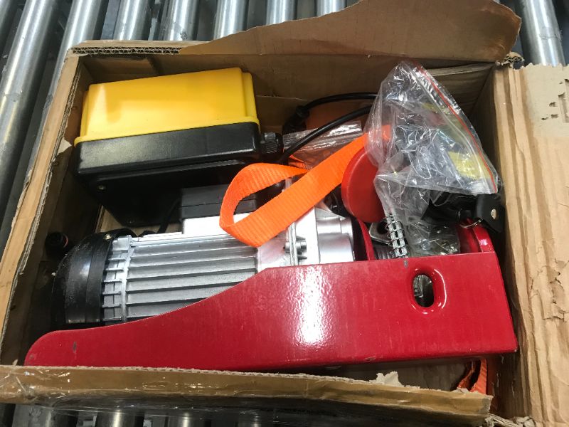 Photo 2 of   Lift Electric Hoist, 110V Electric Hoist, Remote Control Electric Winch Overhead Crane Lift Electric Wire Hoist for Factories, Warehouses, Construction, Building, Goods Lifting
