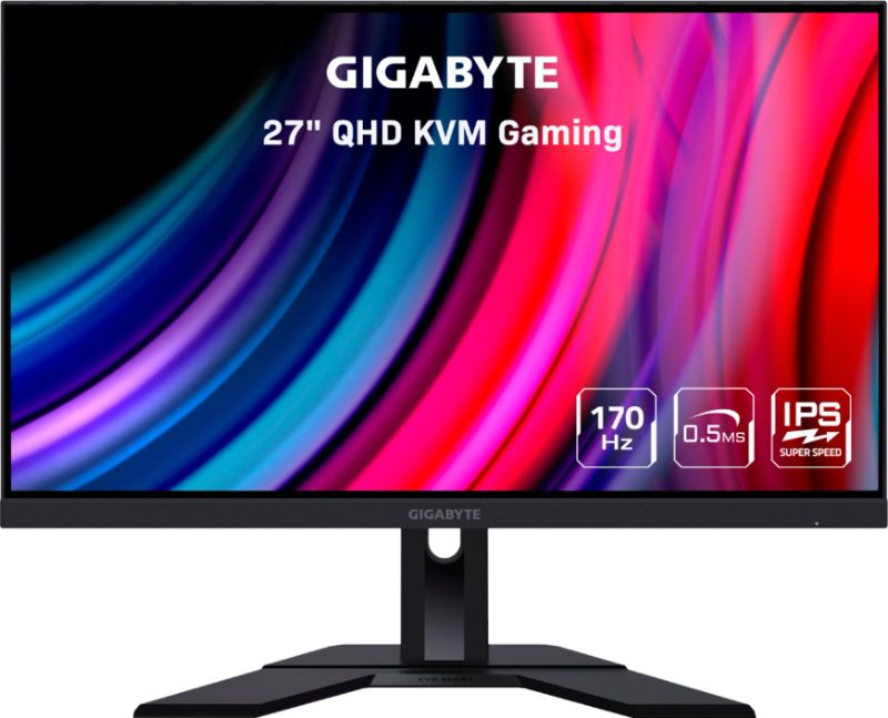 Photo 1 of GIGABYTE - 27" IPS LED QHD FreeSync Monitor with KVM (HDMI, DisplayPort, USB) - Black
