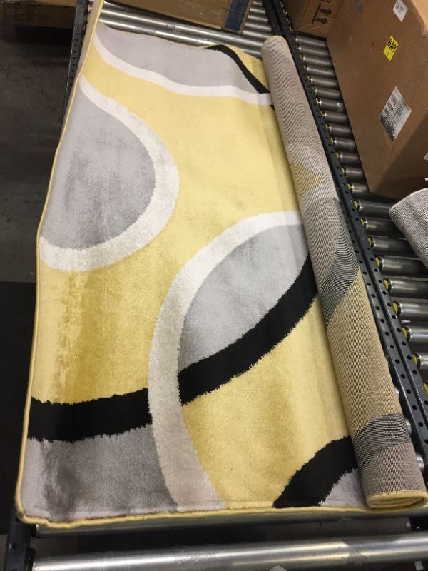 Photo 2 of Contemporary Abstract Circles Area Rug 5' 3 x 7' 3 Yellow