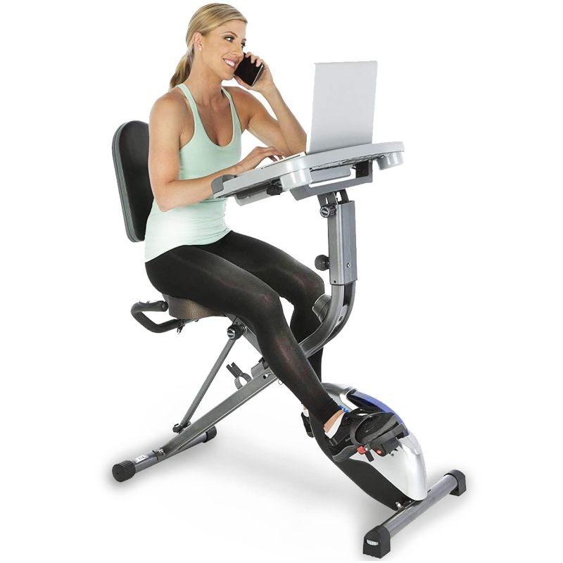 Photo 1 of EXERPEUTIC WORKFIT 7150 1000 Fully Adjustable Desk Folding Exercise Bike with Pulse
