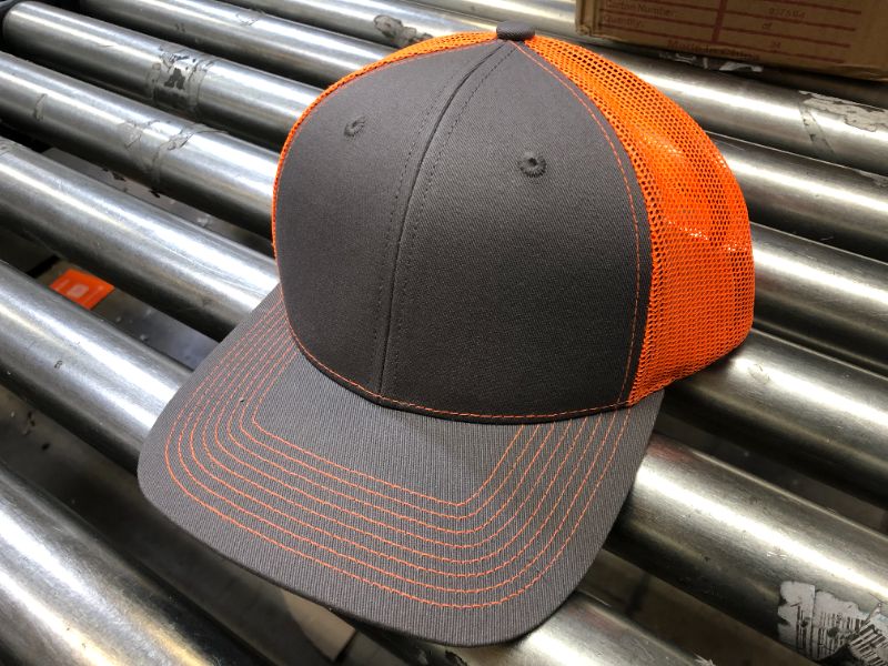 Photo 1 of 2 pack of modern trucker hats orange bright