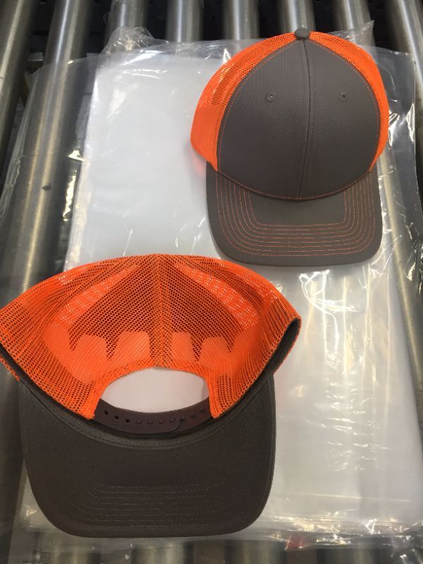 Photo 3 of 2 pack of modern trucker hats orange bright
